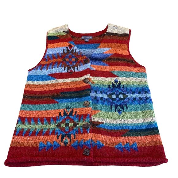 Northern Isles Sweater Vest Womens XL Multi Striped Acrylic V Neck Button Front - Picture 11 of 15